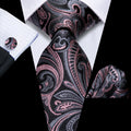 GentCrest Black Paisley Tie Hanky Cufflinks Set - Image 1