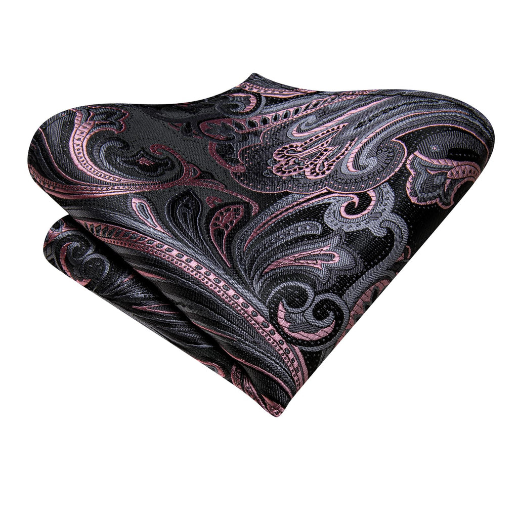 GentCrest Black Paisley Tie Hanky Cufflinks Set - Image 5