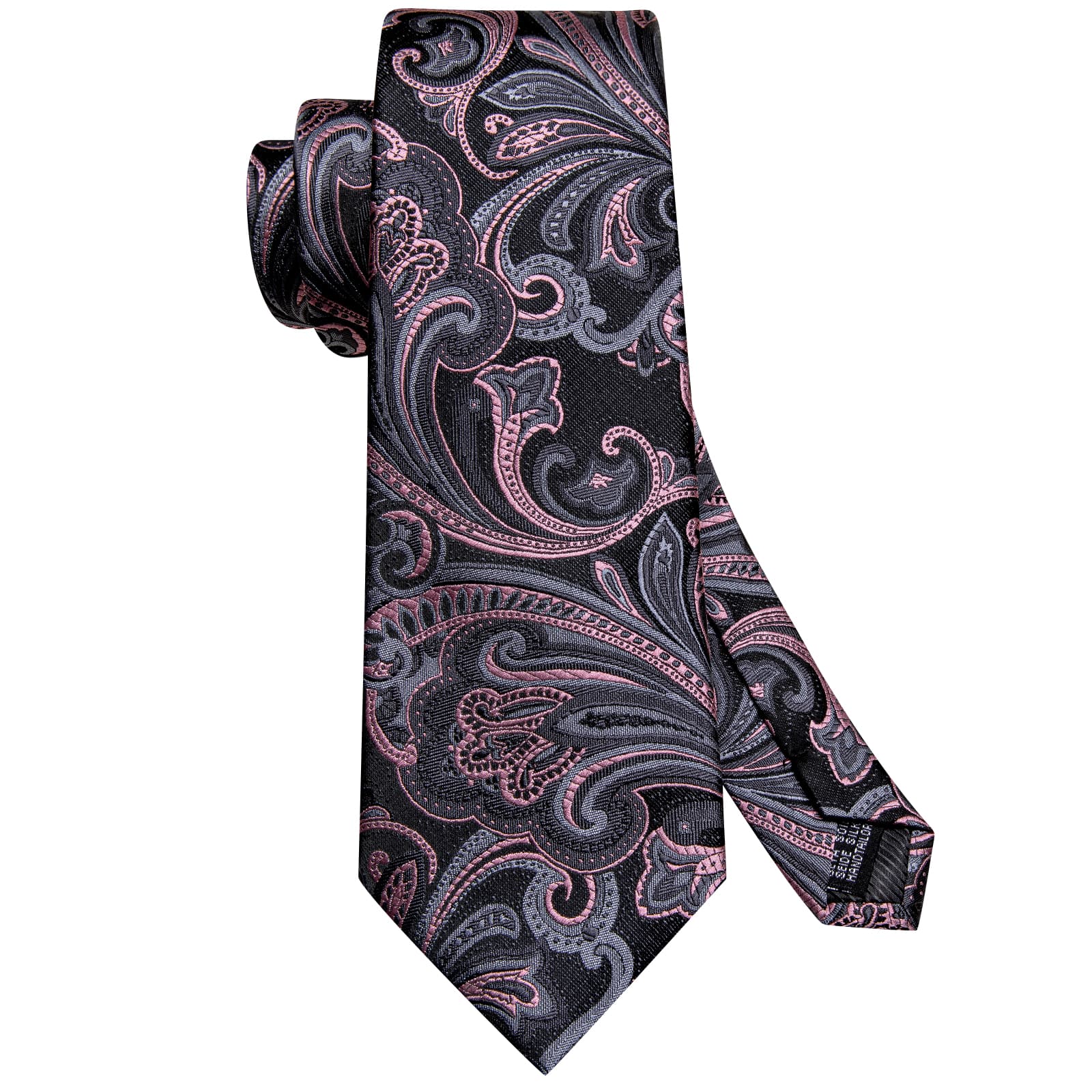 GentCrest Black Paisley Tie Hanky Cufflinks Set - Image 4