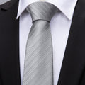 Silver Lines Silk Tie Set - GentCrest