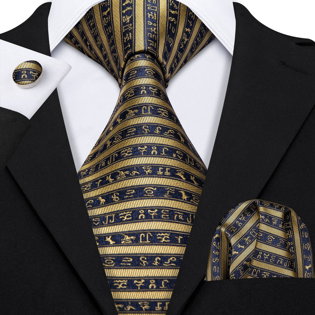 Egyptian Hieroglyphs Silk Tie Set - GentCrest