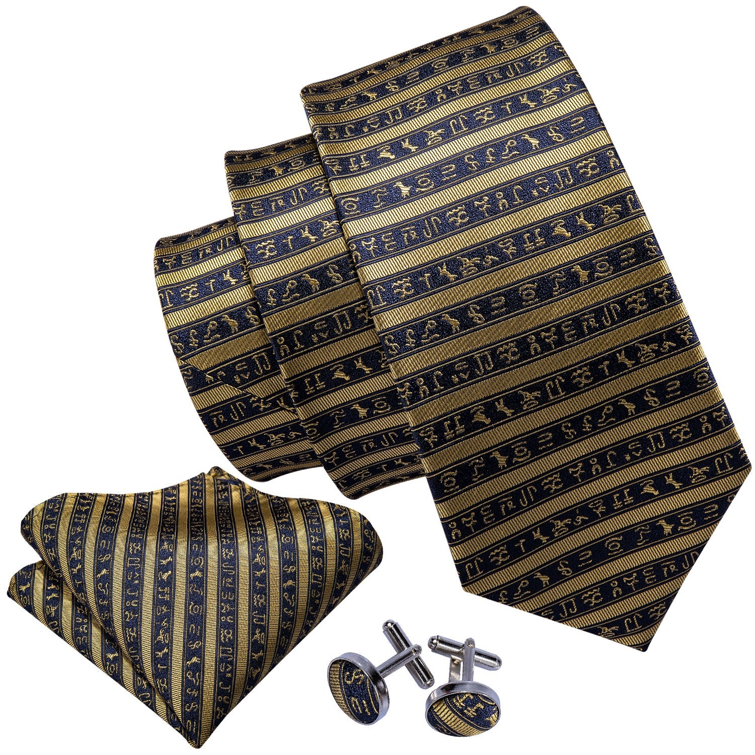 Egyptian Hieroglyphs Silk Tie Set - GentCrest - View 2
