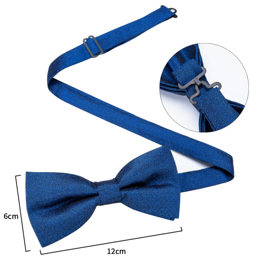 Black Silk Bow Tie Set with Pocket Square & Cufflinks - GentCrest - View 5