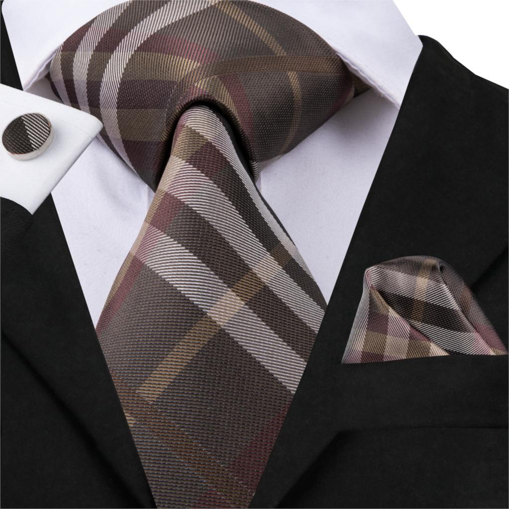 Brown Gentleman Silk Tie Set - GentCrest