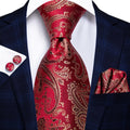 Red & Gold Paisley Silk Tie Set - GentCrest