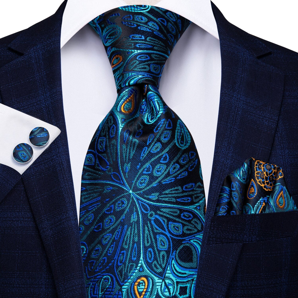 Peacock Eyes Silk Tie Set - GentCrest