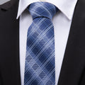 Business Blue Plaid Silk Tie Set - GentCrest