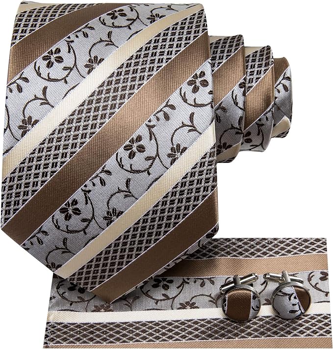 GentCrest Champagne Striped Tie Hanky Cufflinks Set - Image 3