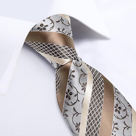 GentCrest Champagne Striped Tie Hanky Cufflinks Set - Image 2
