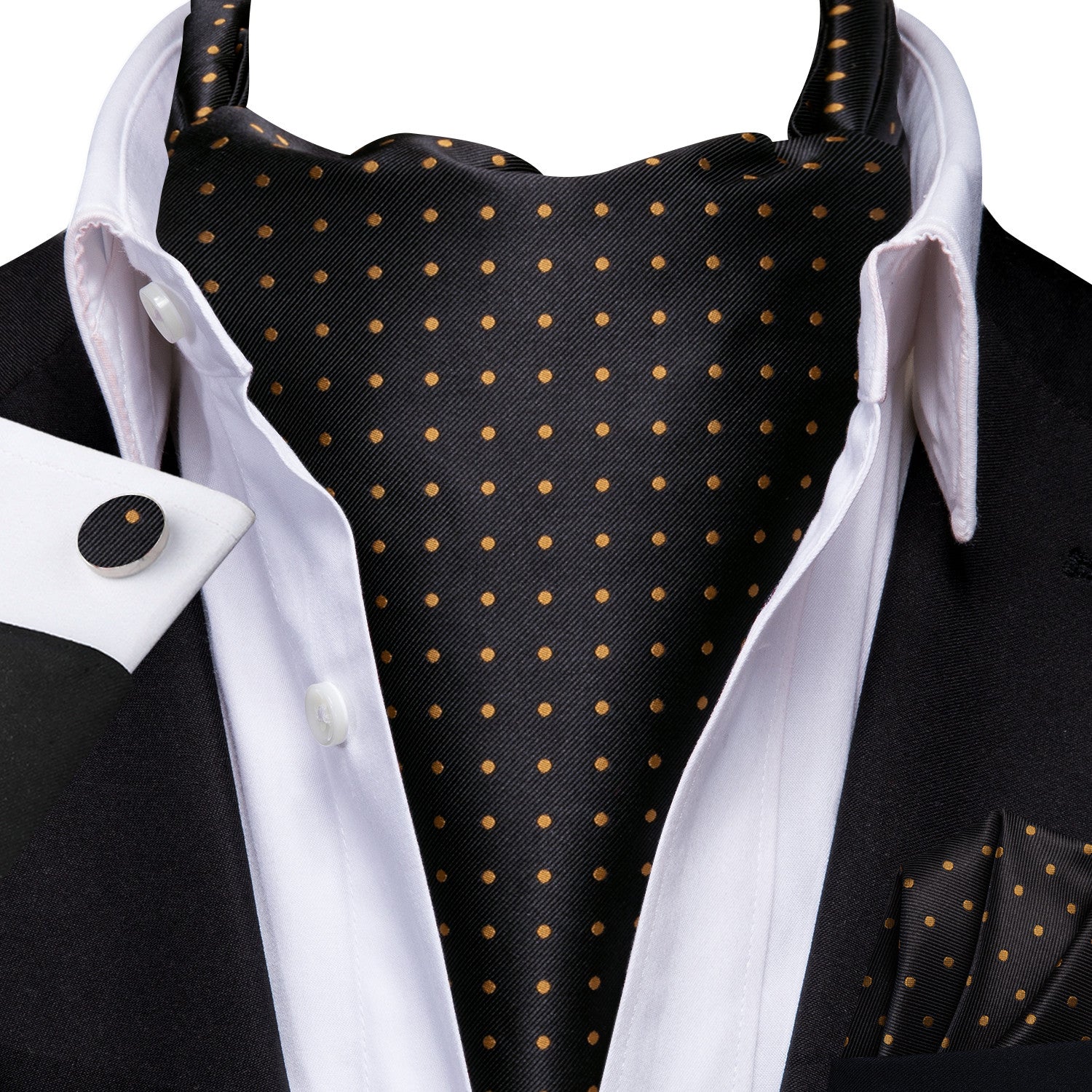 GentCrest Black Polka Dot Ascot - Image 1