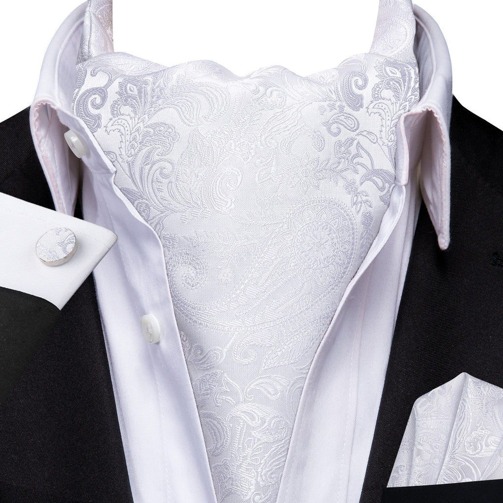 GentCrest White Paisley Ascot - Image 1