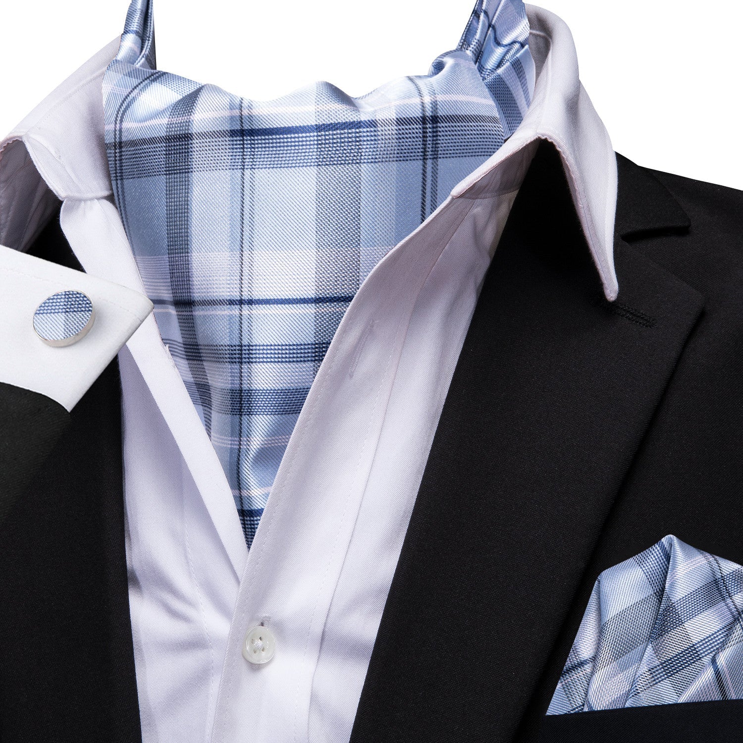 GentCrest Blue Plaid Ascot - Image 3