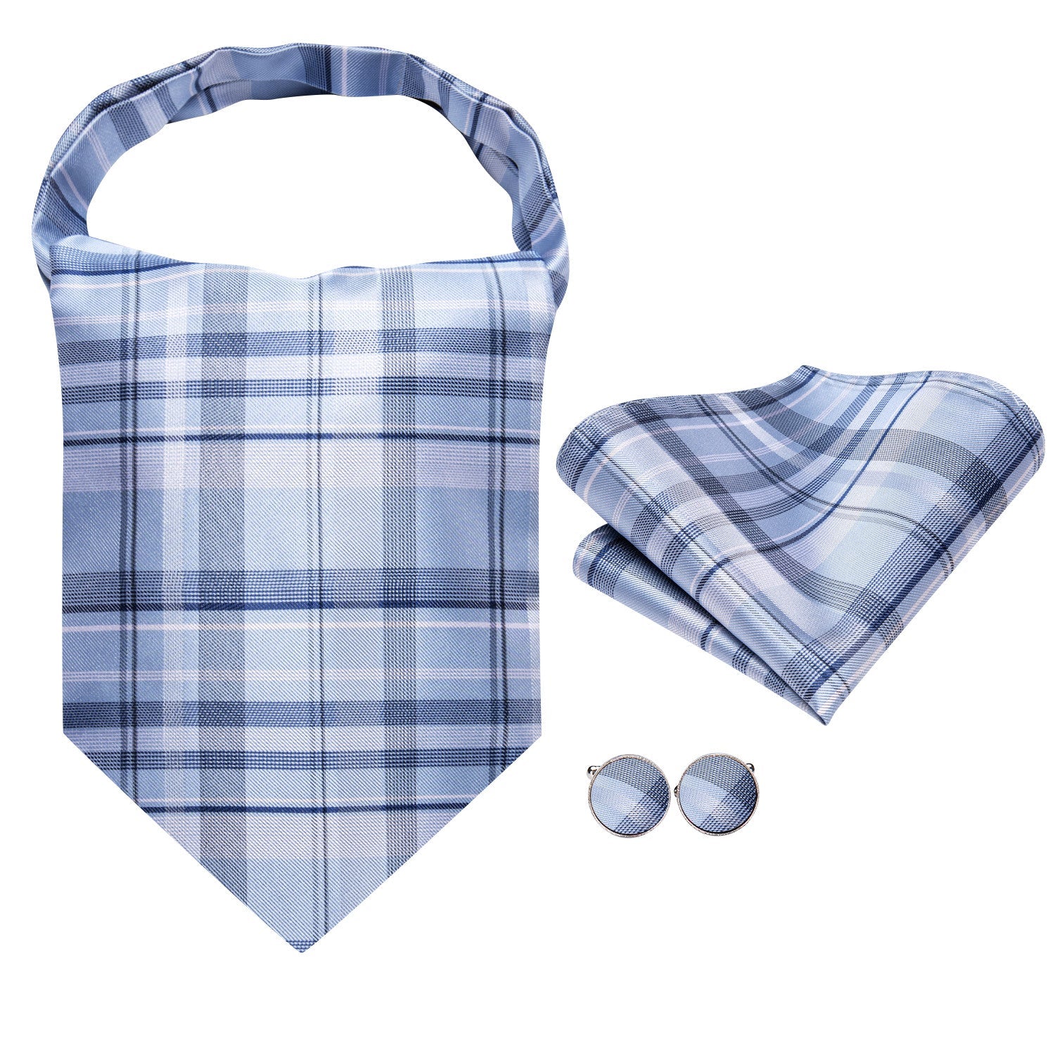 GentCrest Blue Plaid Ascot - Image 5