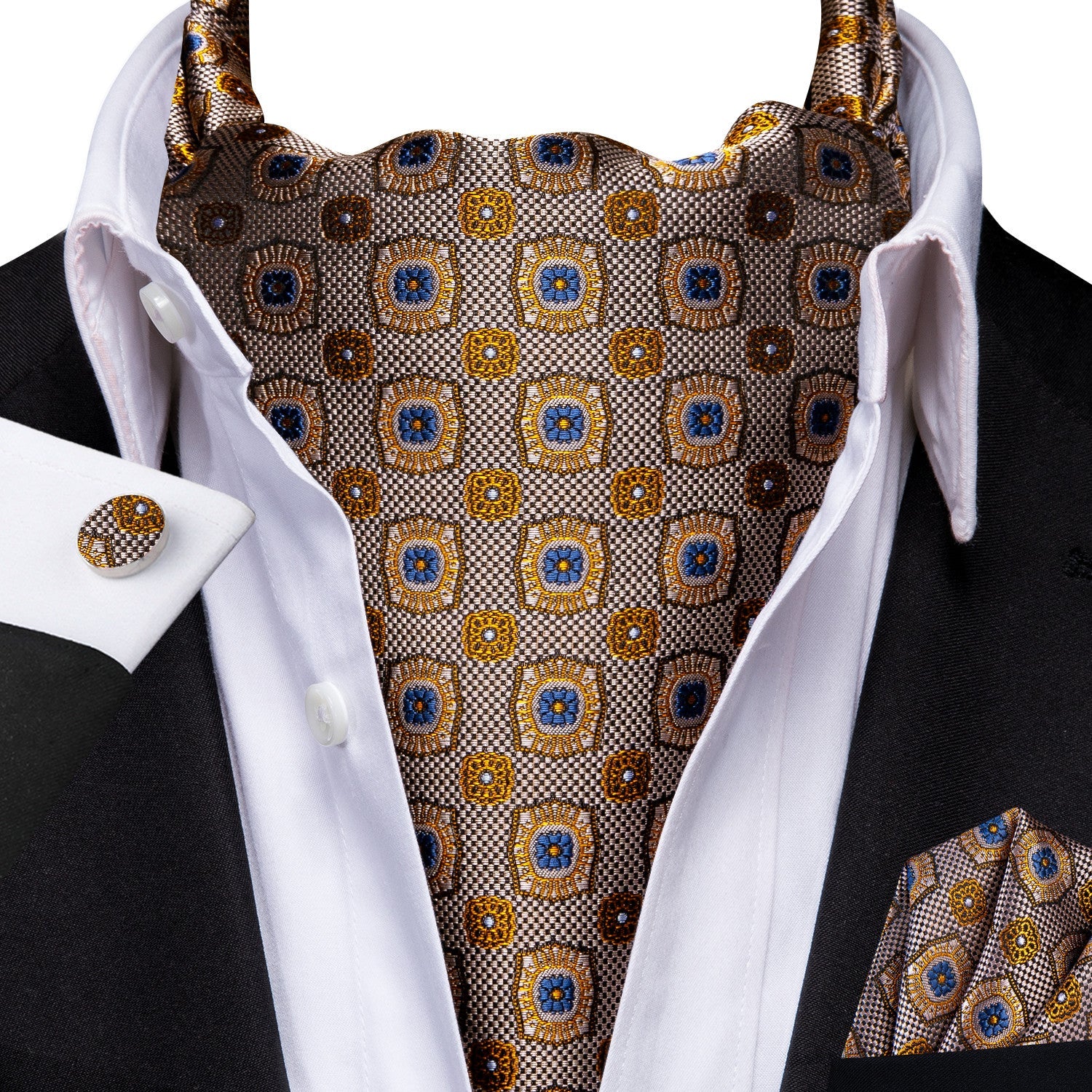GentCrest Brown Geometric Ascot - Image 1