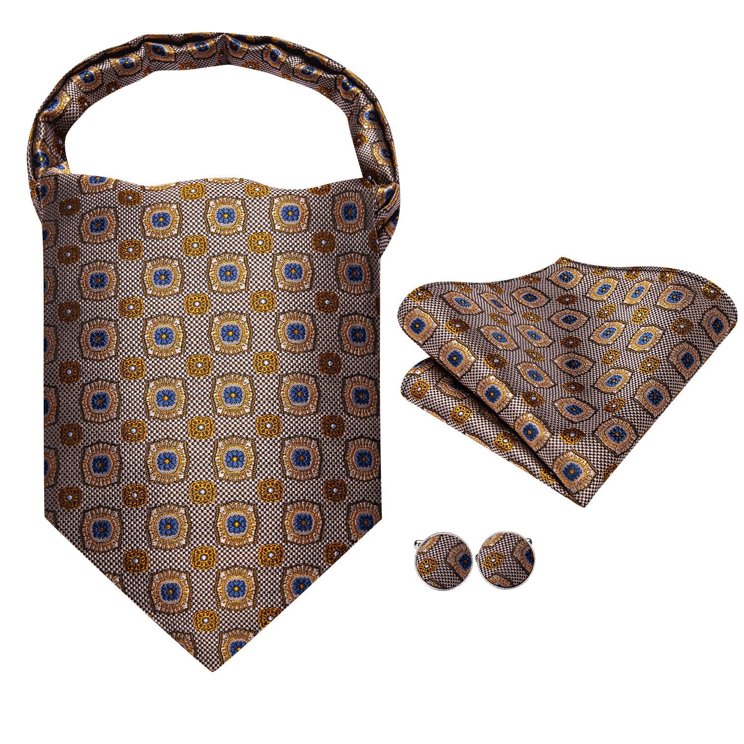 GentCrest Brown Geometric Ascot - Image 2