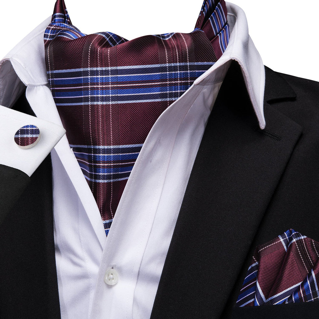 GentCrest Burgundy Plaid Ascot - Image 2