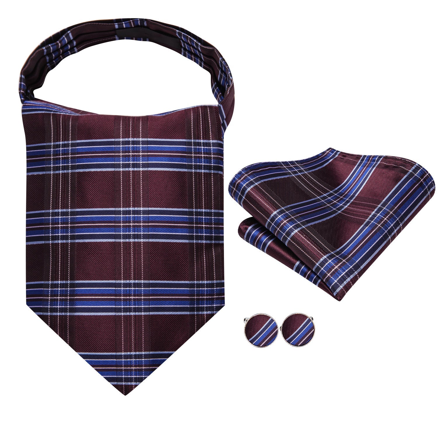 GentCrest Burgundy Plaid Ascot - Image 5