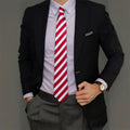 GentCrest Red Striped Tie Hanky Cufflinks Set - Image 1