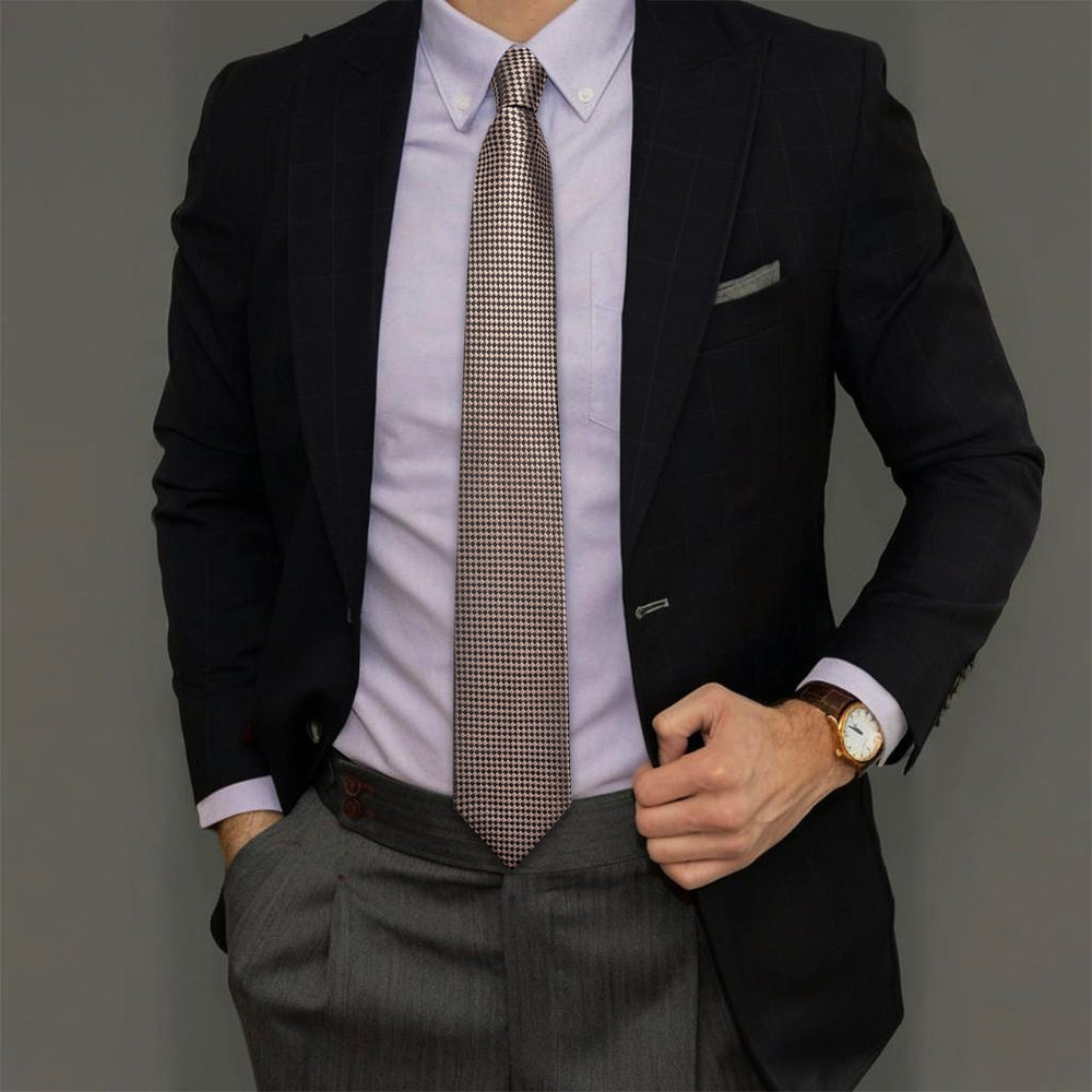 GentCrest Gold Plaid Tie Hanky Cufflinks Set - Image 1
