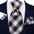 GentCrest Black Plaid Tie Hanky Cufflinks Set - Image 1