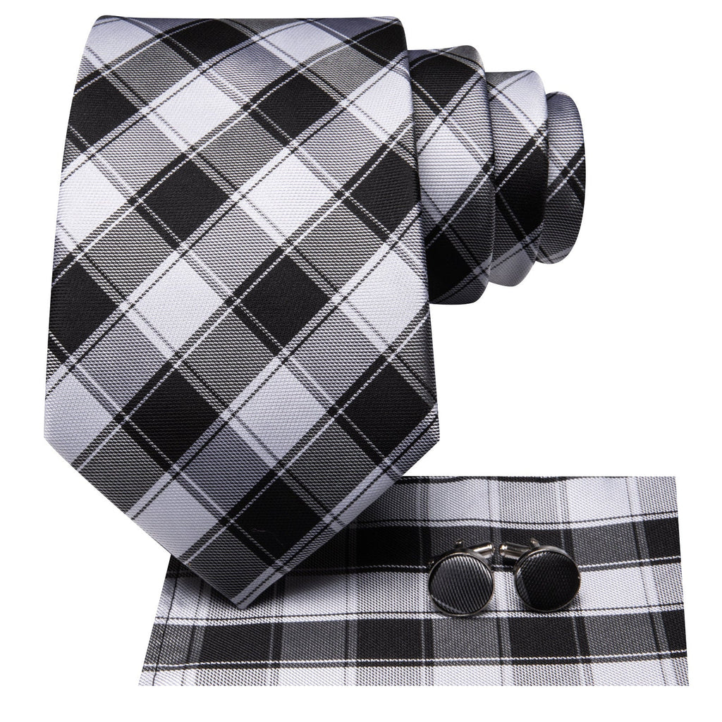 GentCrest Black Plaid Tie Hanky Cufflinks Set - Image 2