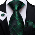 GentCrest Green Plaid Tie Hanky Cufflinks Set - Image 1