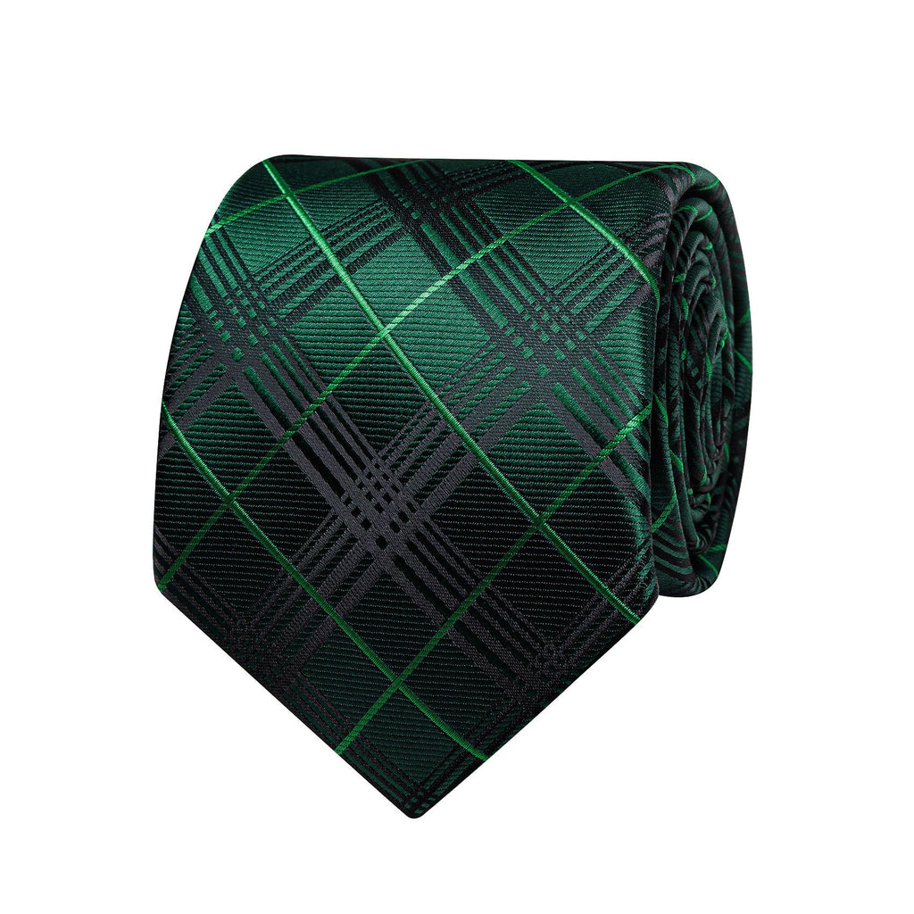 GentCrest Green Plaid Tie Hanky Cufflinks Set - Image 4