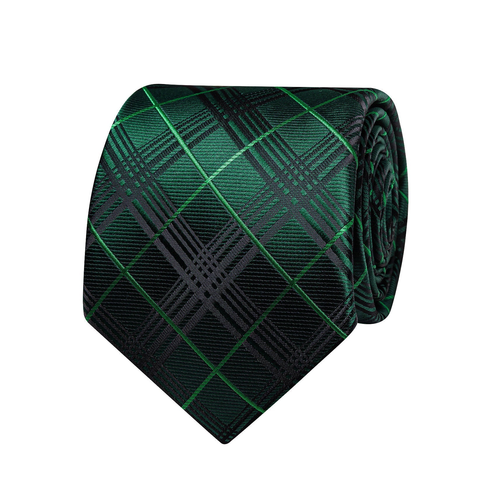 GentCrest Green Plaid Tie Hanky Cufflinks Set - Image 4