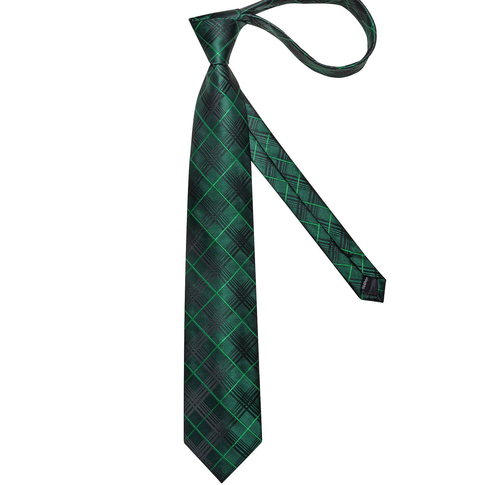 GentCrest Green Plaid Tie Hanky Cufflinks Set - Image 6