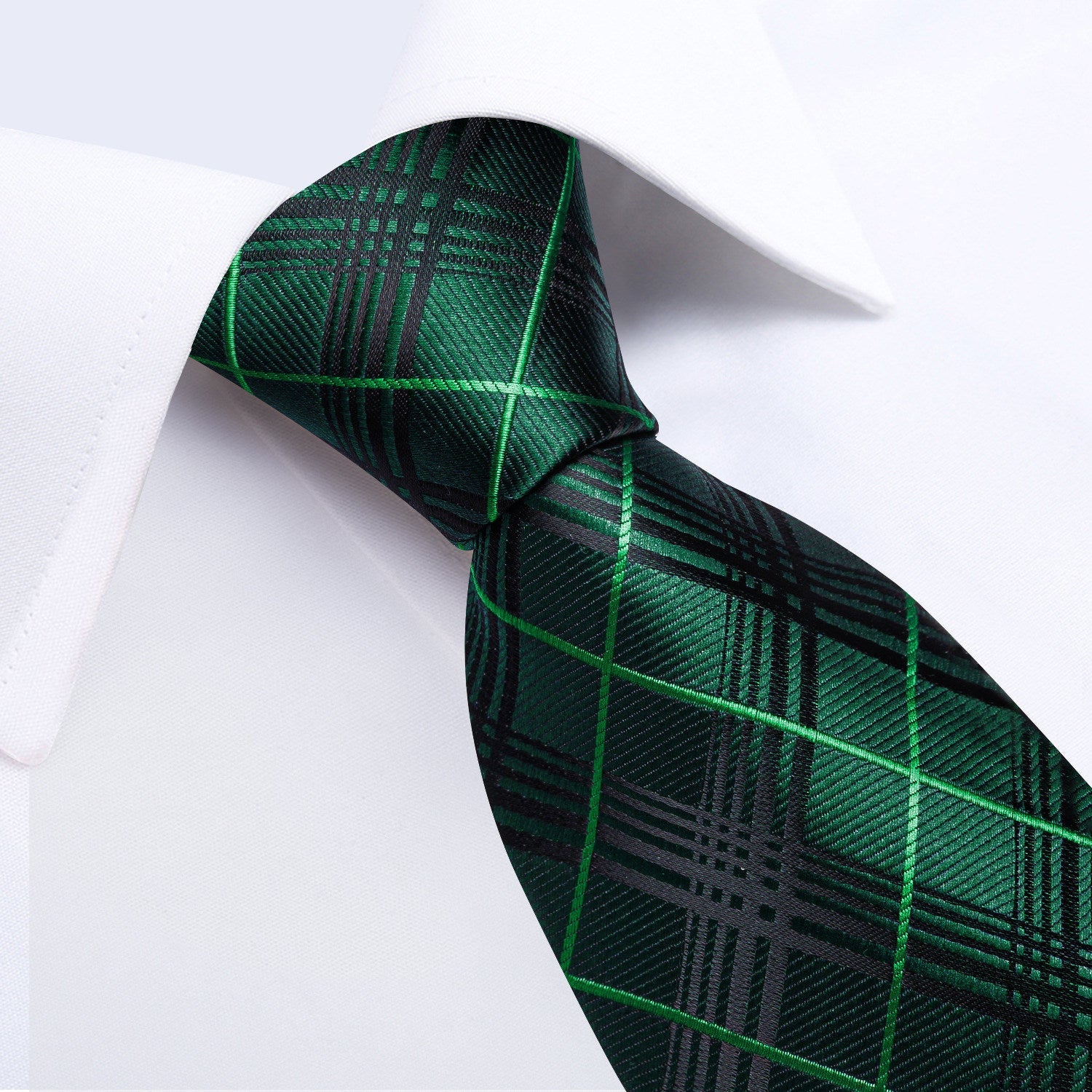 GentCrest Green Plaid Tie Hanky Cufflinks Set - Image 7