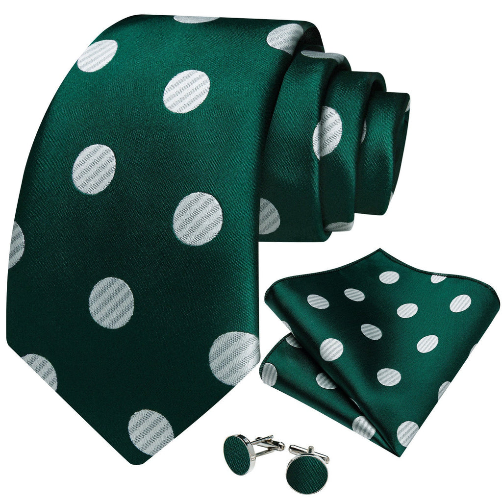 GentCrest Green Polka Dot Tie Hanky Cufflinks Set - Image 2
