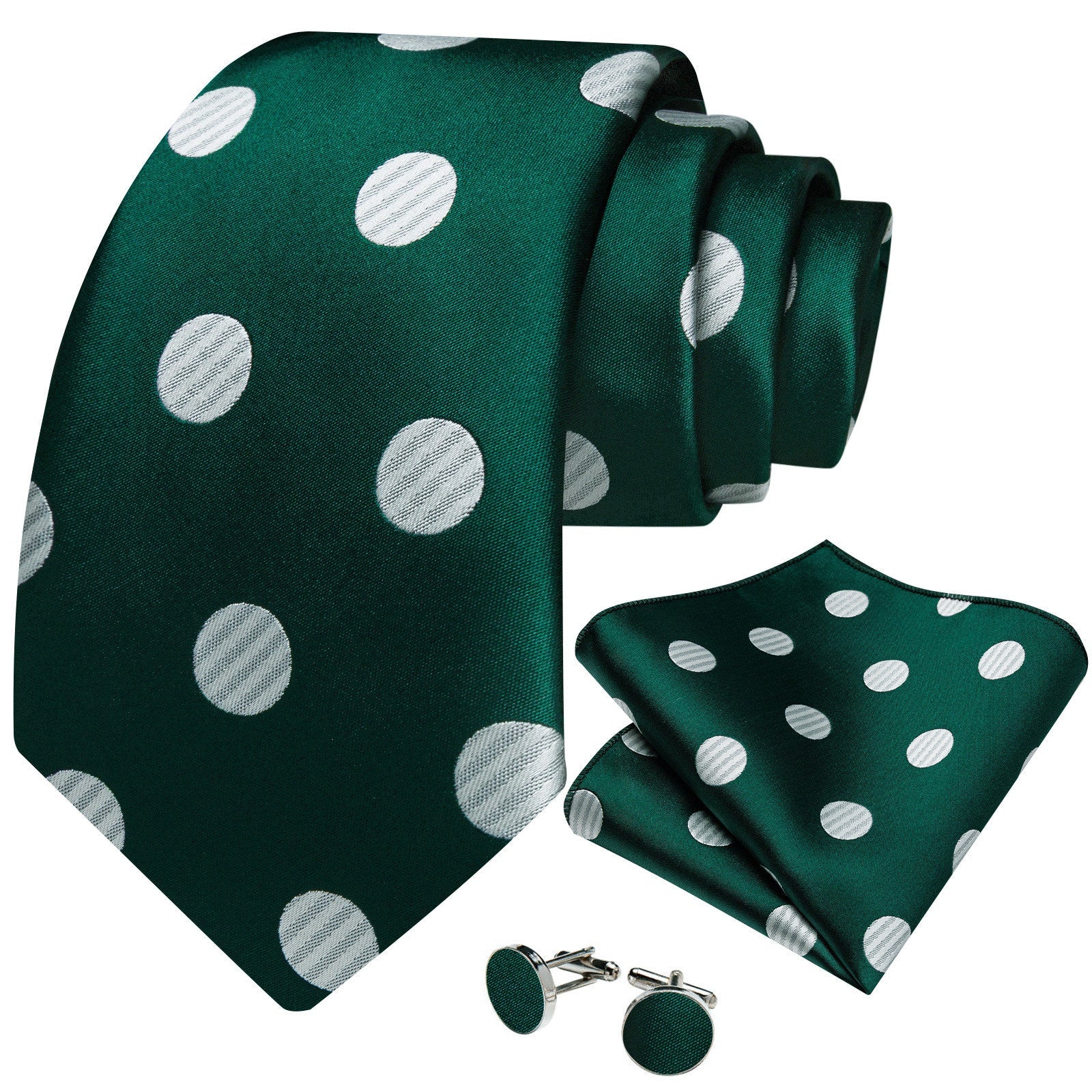 GentCrest Green Polka Dot Tie Hanky Cufflinks Set - Image 2