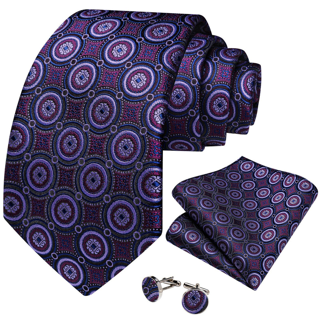 GentCrest Purple Polka Dot Tie Hanky Cufflinks Set - Image 2