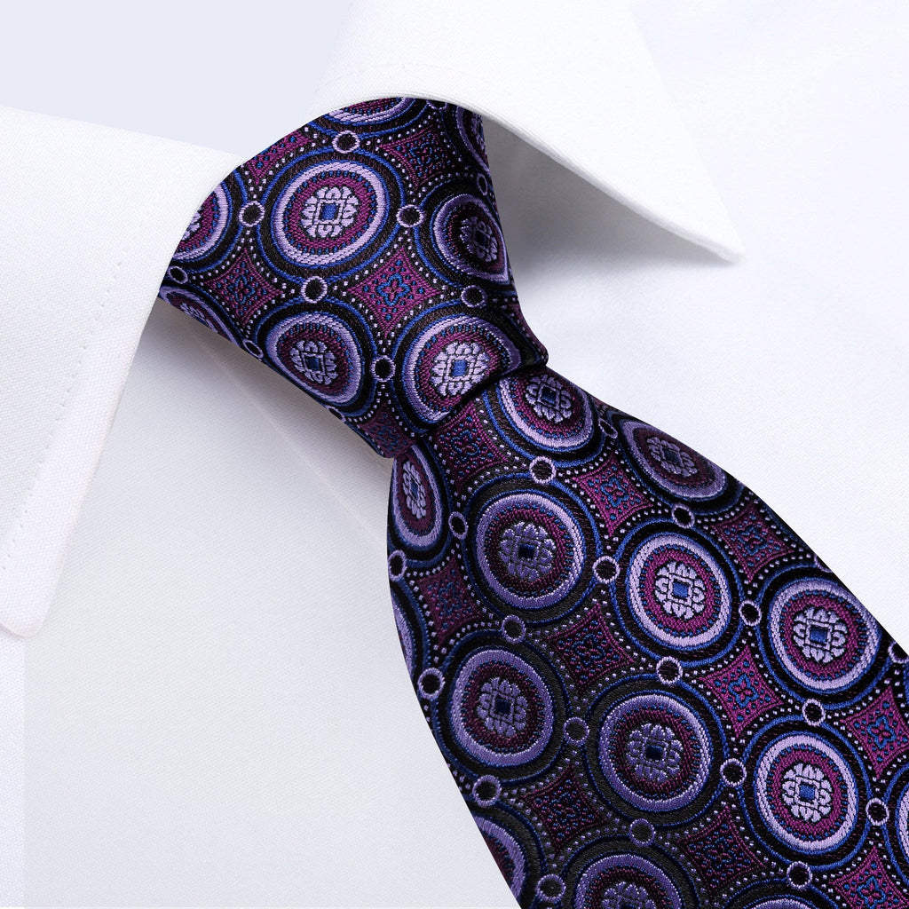 GentCrest Purple Polka Dot Tie Hanky Cufflinks Set - Image 3
