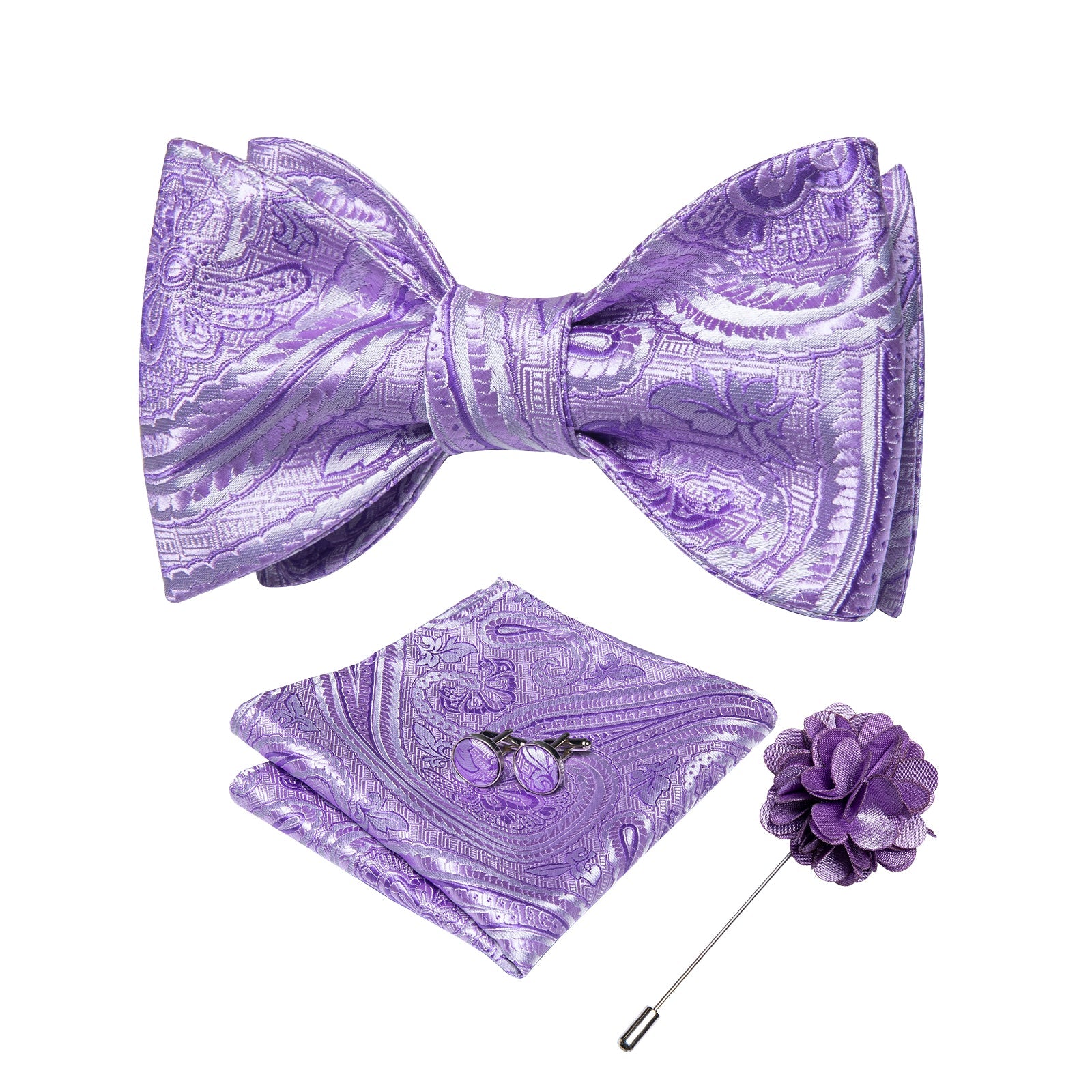 GentCrest Purple Paisley Bowtie Set - Image 1