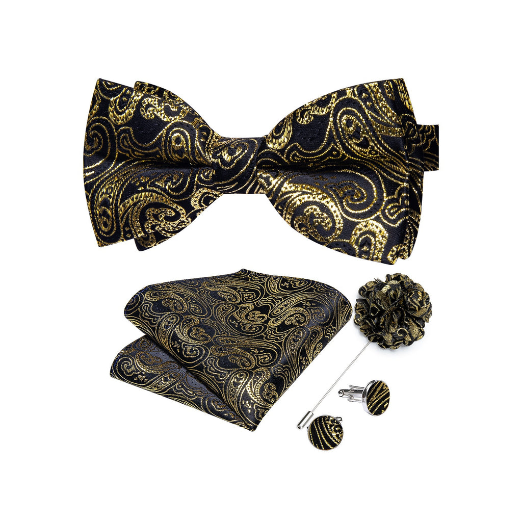 GentCrest Black Paisley Bowtie Set - Image 1