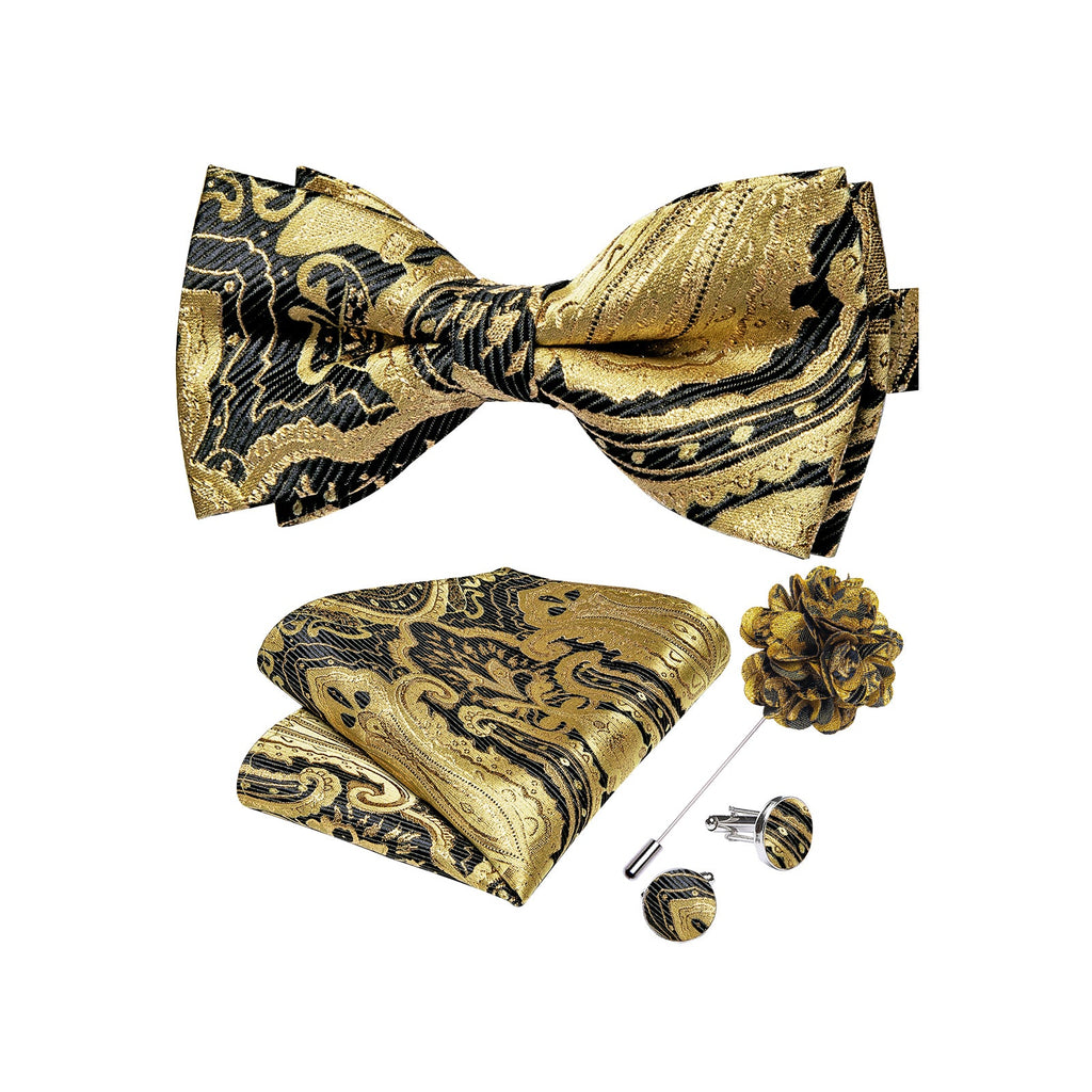 GentCrest Black Paisley Bowtie Set - Image 1