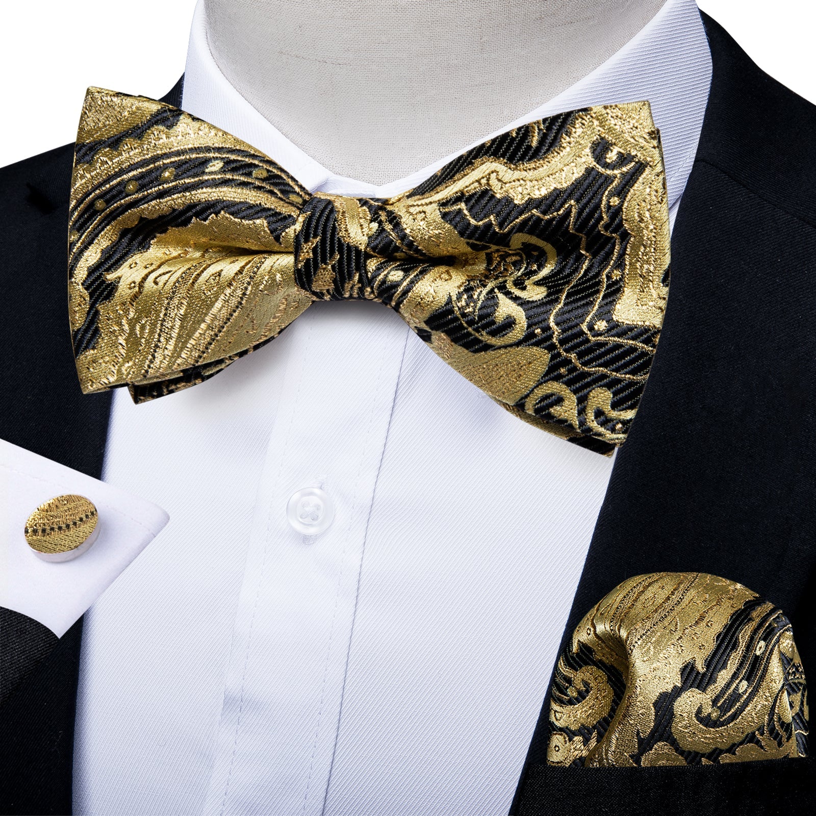 GentCrest Black Paisley Bowtie Set - Image 2