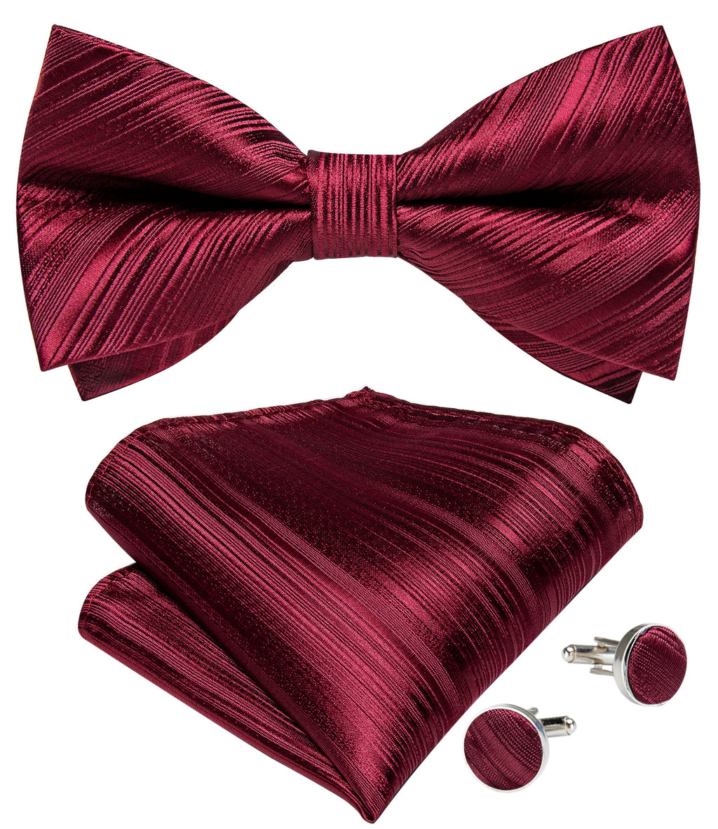 Red Sky Striped Bow Tie Set - GentCrest - View 2