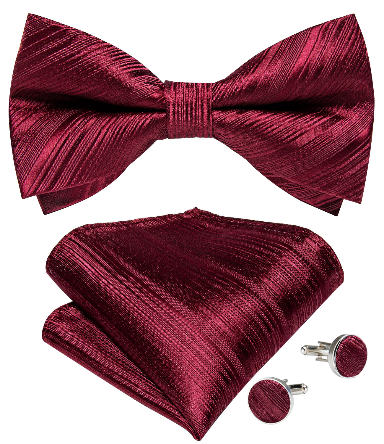Red Sky Striped Bow Tie Set - GentCrest - View 2