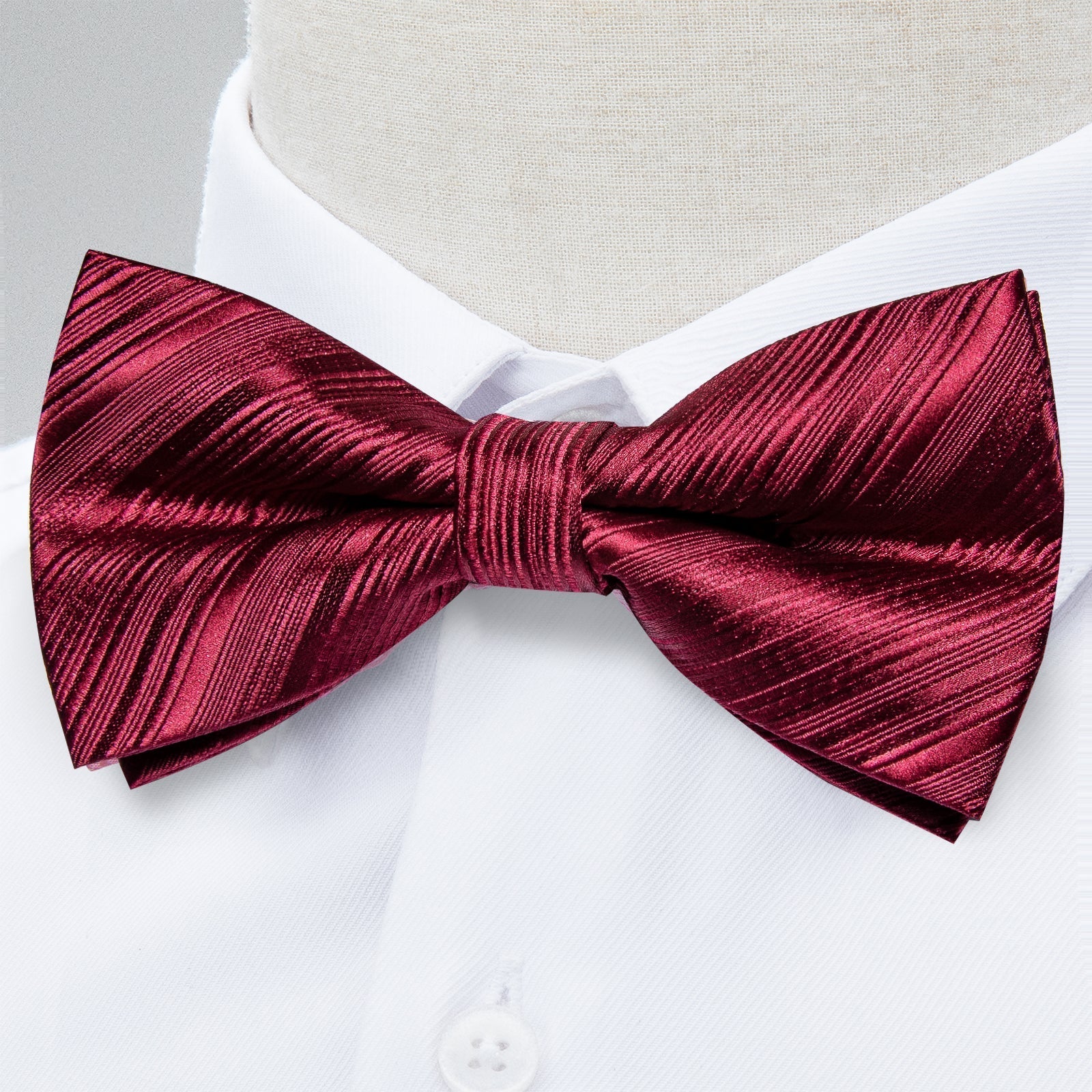 Red Sky Striped Bow Tie Set - GentCrest - View 4