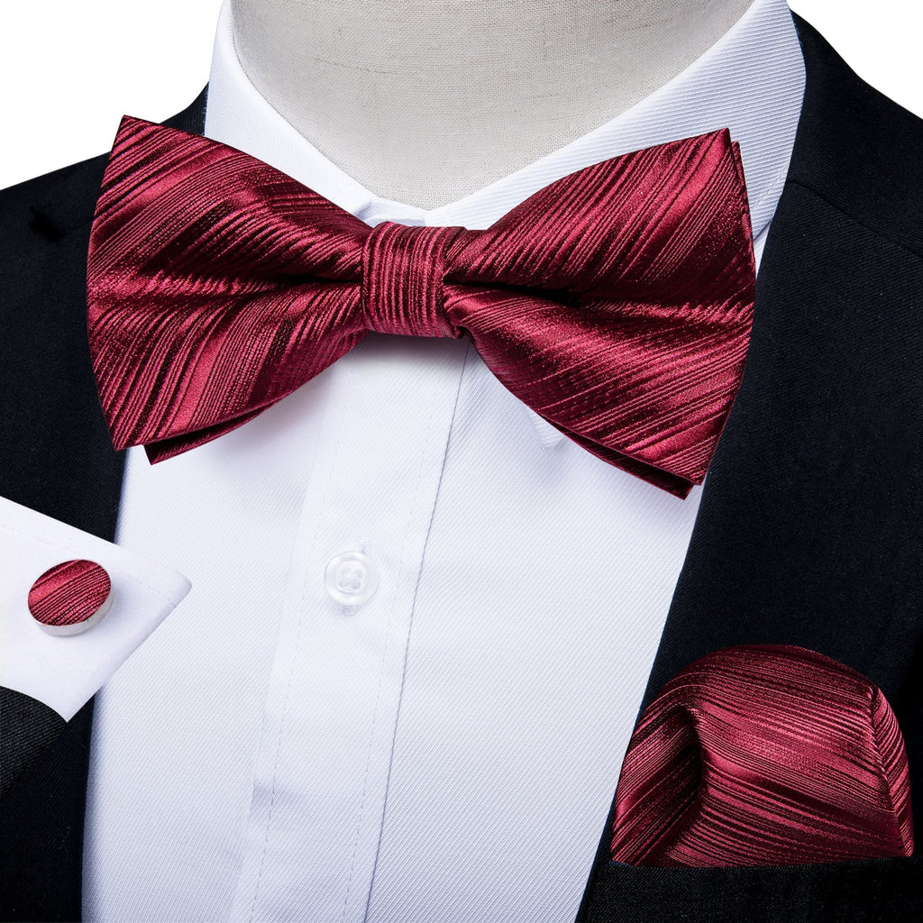 Red Sky Striped Bow Tie Set - GentCrest
