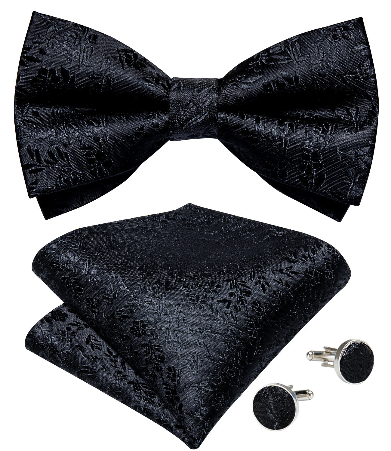 GentCrest Black Floral Bowtie Set - Image 3