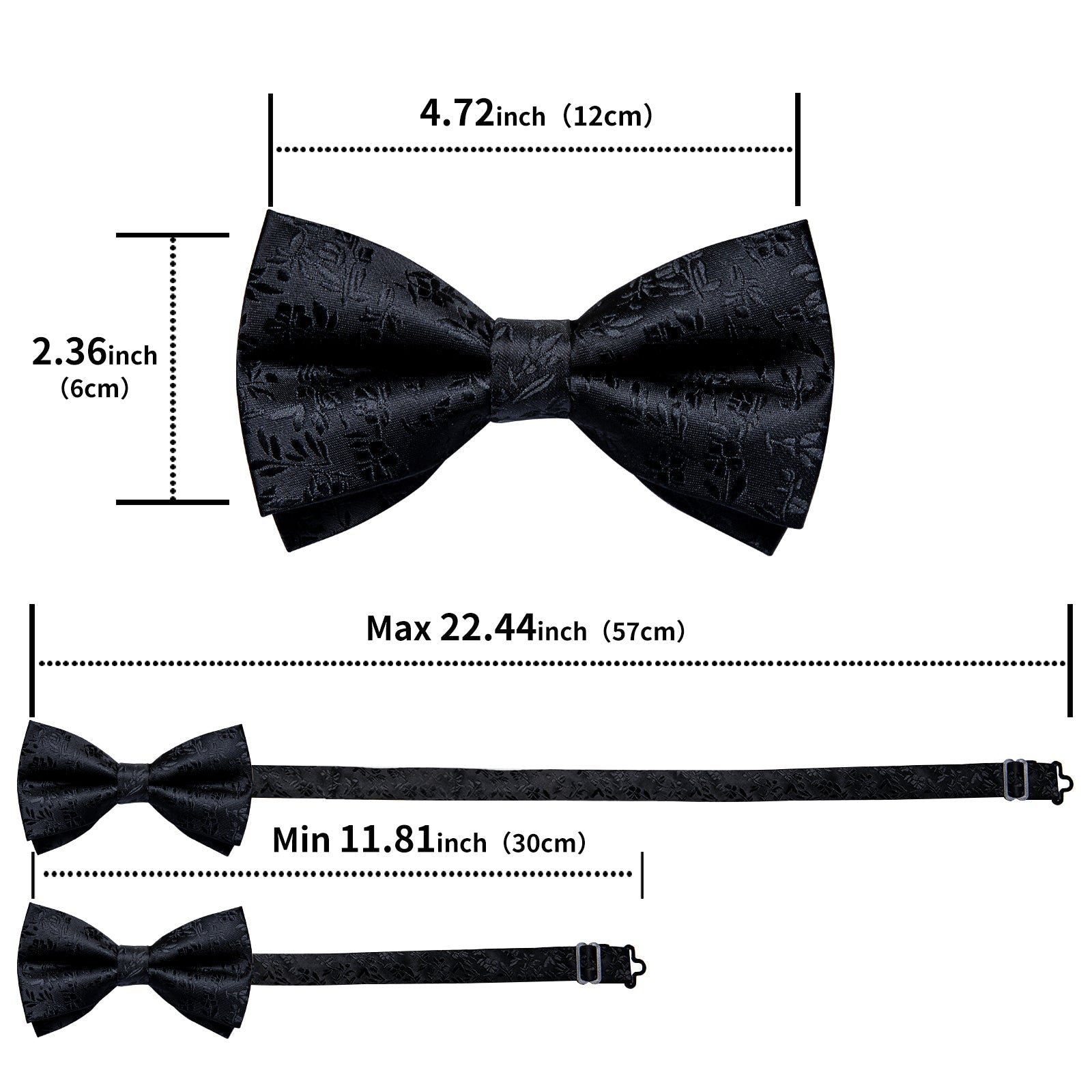 GentCrest Black Floral Bowtie Set - Image 5