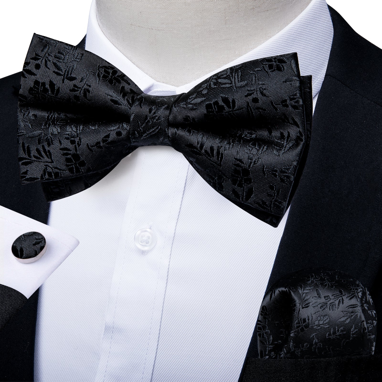 GentCrest Black Floral Bowtie Set - Image 1