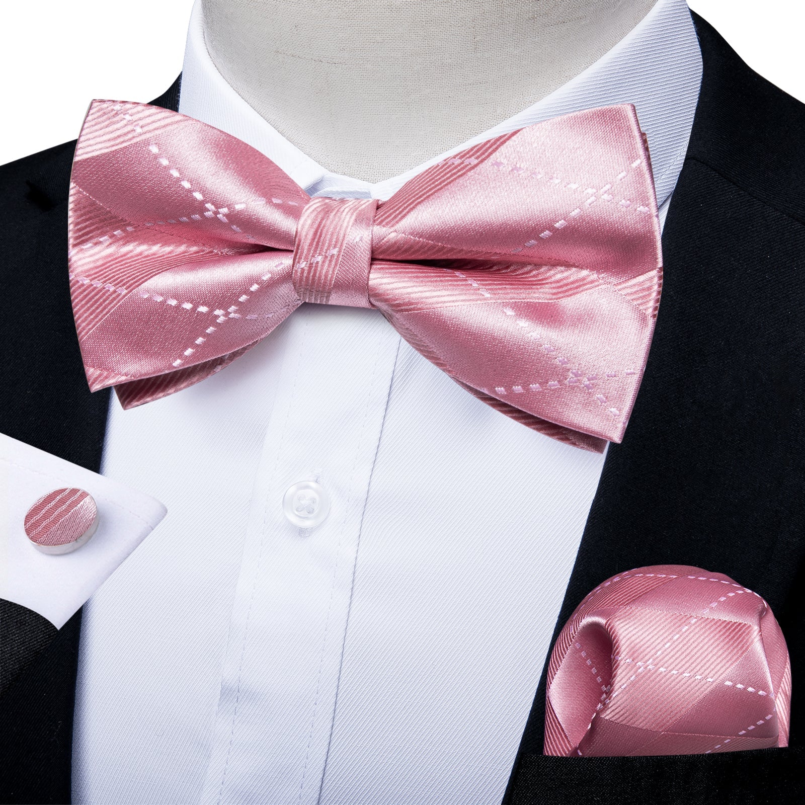 GentCrest Pink Plaid Bowtie Set - Image 1
