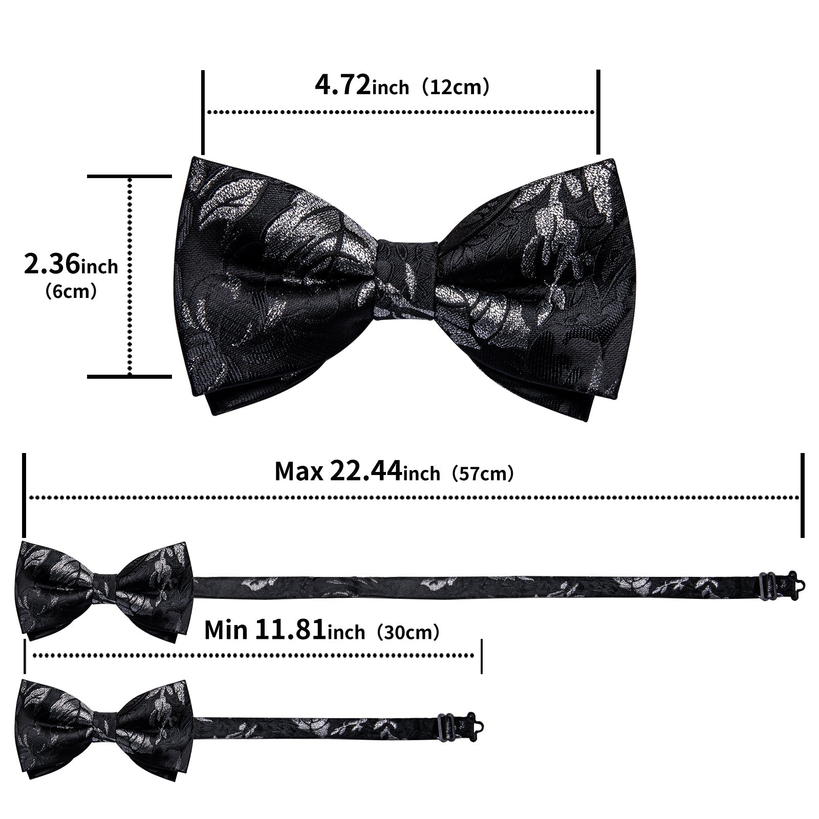 GentCrest Black Floral Bowtie Set - Image 8