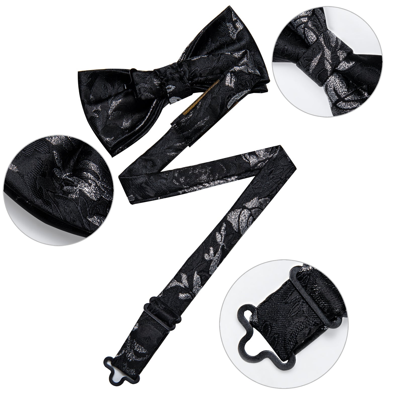 GentCrest Black Floral Bowtie Set - Image 5
