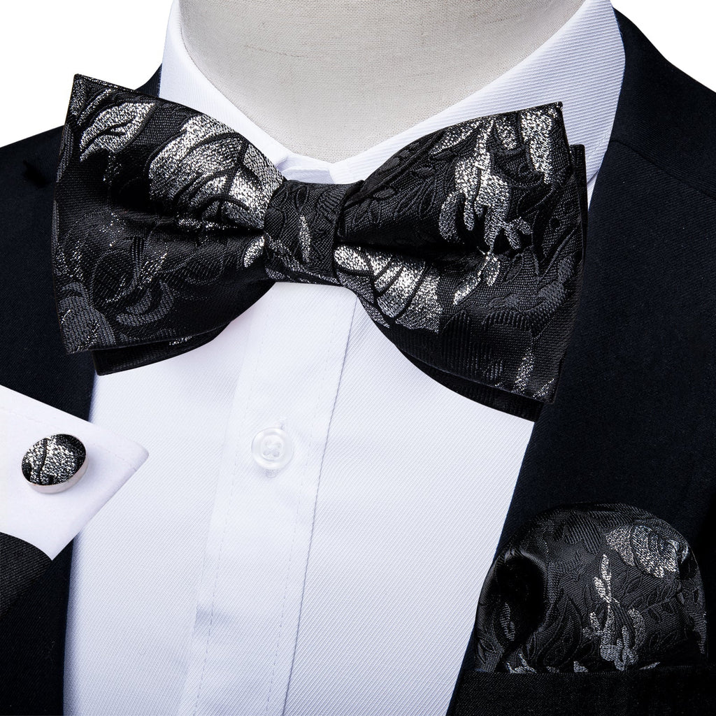 GentCrest Black Floral Bowtie Set - Image 1