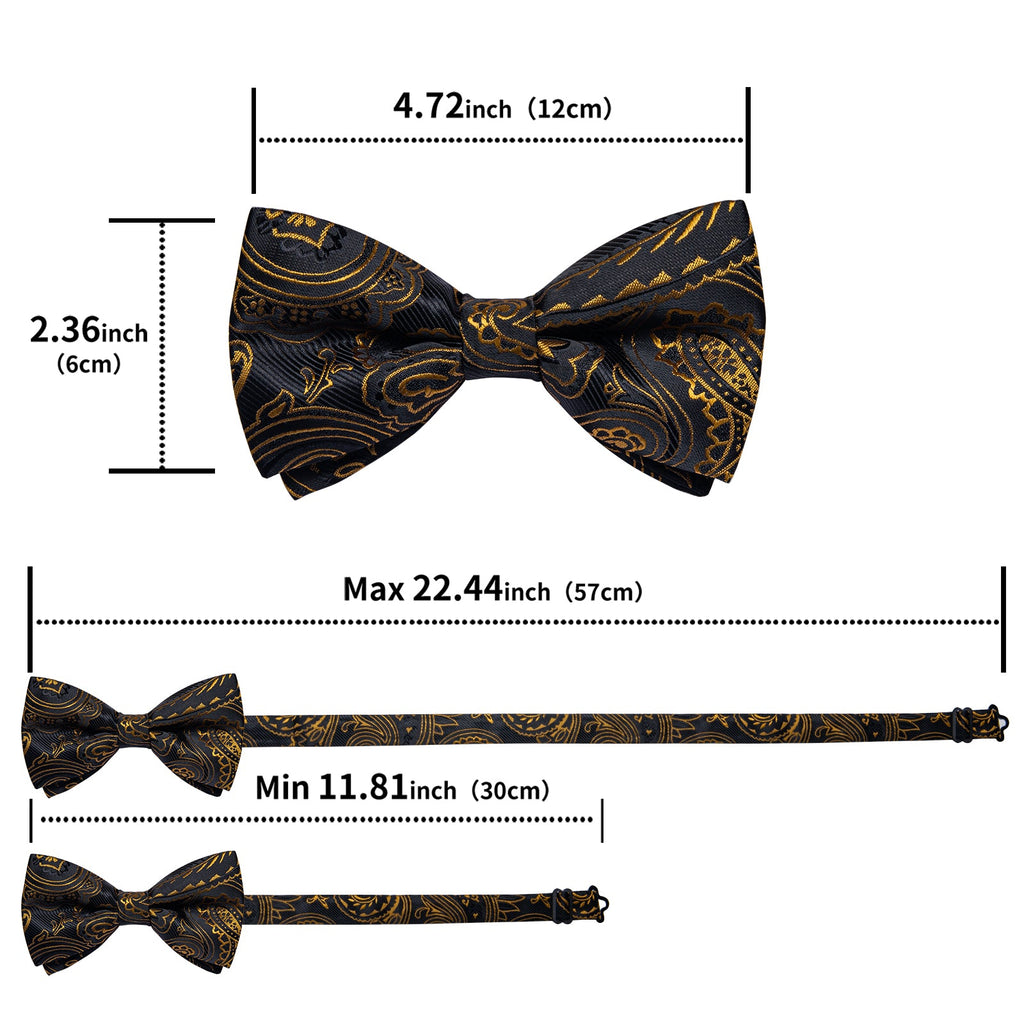 GentCrest Black Paisley Bowtie Set - Image 7